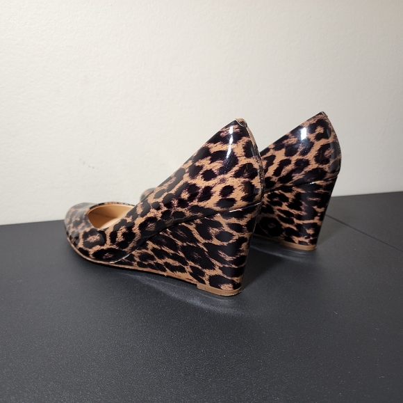 J.Crew Leopard Print Petent Leather Martina Wedge Shoes Women's Size 7.5 - Picture 3 of 10